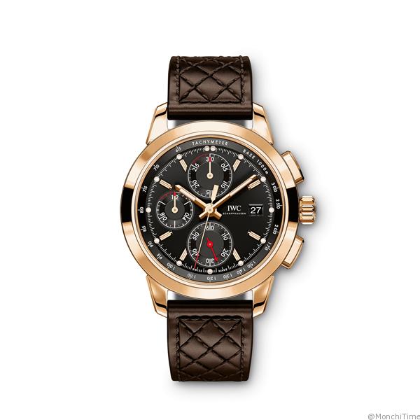 HANDOUT – The Ingenieur Chronograph Edition “74th Members’ Meeting at Goodwood” (Ref. IW380703) from IWC Schaffhausen features a case in solid red gold measuring 42 millimetres in diameter and a black dial, with two totalizers, small seconds and tachymeter scale running round the outer edge, clearly taking its cue from the dashboard of a gutsy sports car. The beautifully worked brown calfskin strap likewise recalls the luxurious interior of classic motor cars. The timepiece comes in an exclusive limitation of 74 pieces. (PHOTOPRESS/IWC)