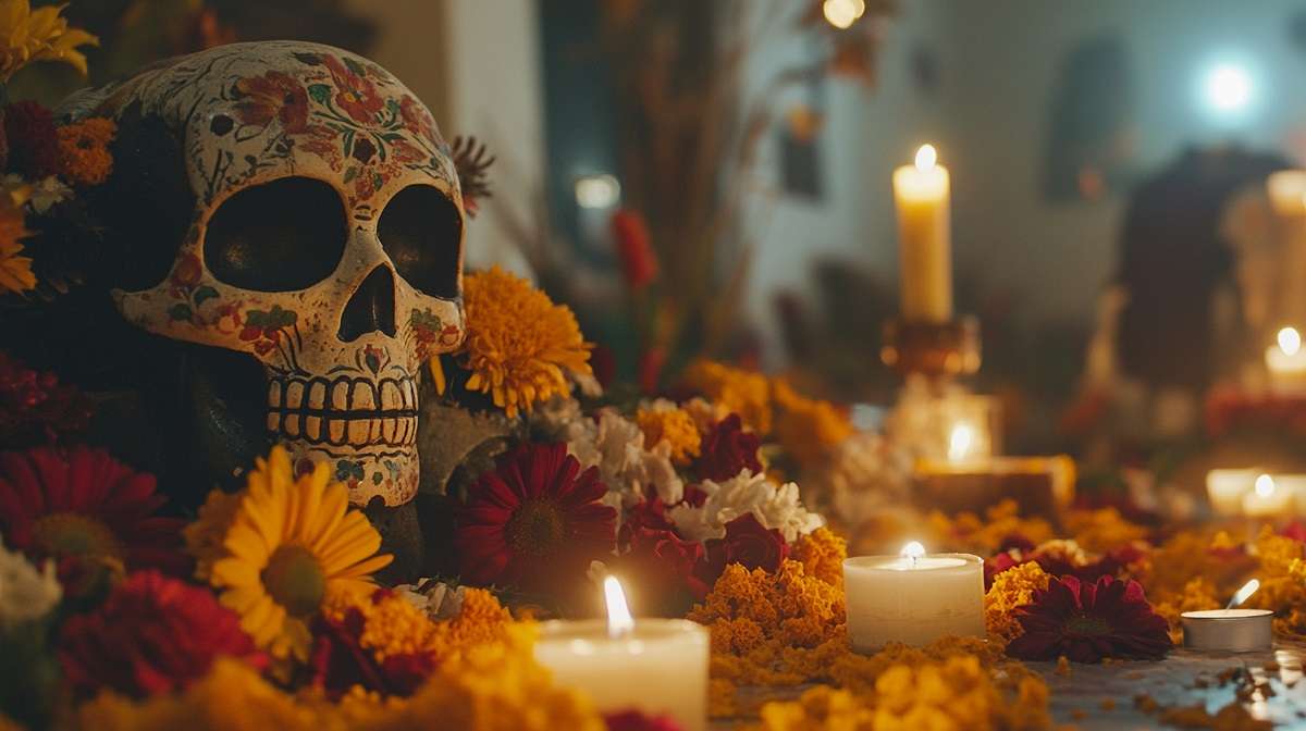 Altar Día de Muertos Calavera Cempasúchil